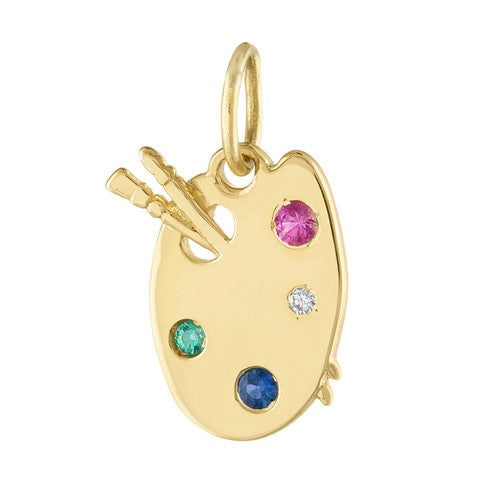 Gem-Set Paint Palette 14K Gold Charm